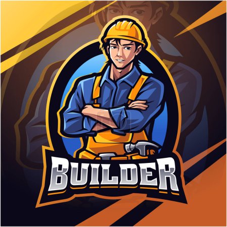 Photo for Builder esport mascot logo design - Royalty Free Image