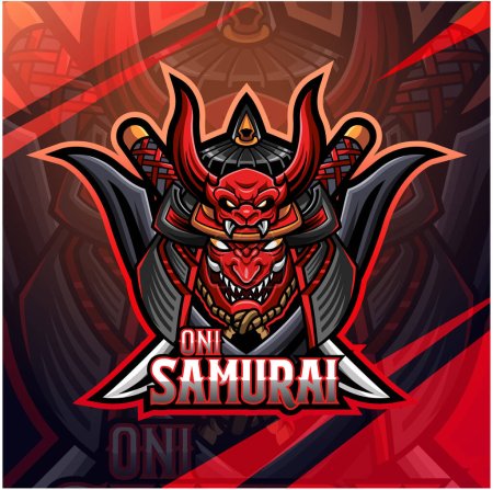 Téléchargez les photos : Conception du logo de la mascotte Oni samurai esport - en image libre de droit