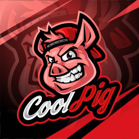 Cool pig head esport mascot logo design