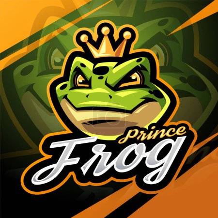 Príncipe rana cabeza esport mascota logo diseño