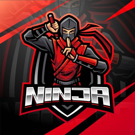 Photo for Ninja esport mascot logo design - Royalty Free Image