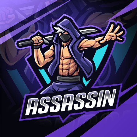 Photo for Assassin esport mascot logo design - Royalty Free Image