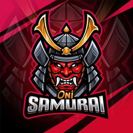 Foto de Oni samurai esport mascota logo design - Imagen libre de derechos