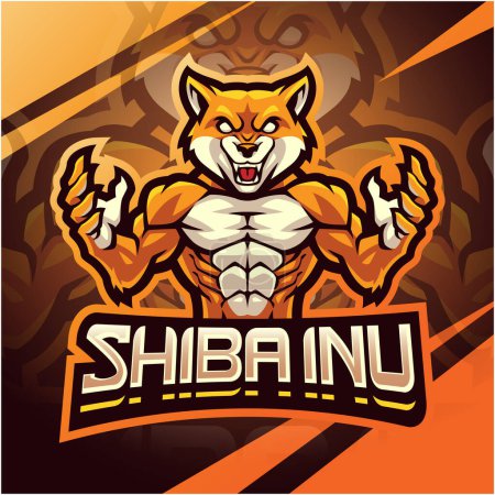Illustration for Shibainu fighter esport mascot logo design - Royalty Free Image