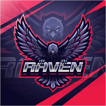 Ilustración de Diseño del logo de la mascota del deporte Ravens - Imagen libre de derechos