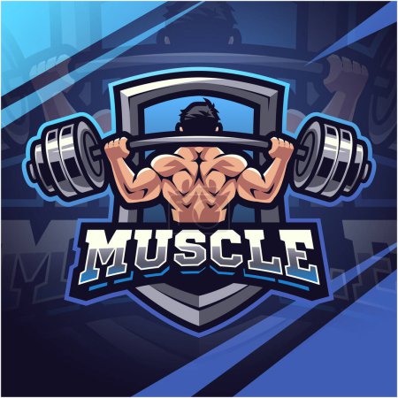 Ilustración de Muscle man mascot logo design - Imagen libre de derechos