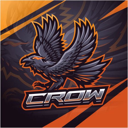 Ilustración de Crow esport mascota logo diseño - Imagen libre de derechos