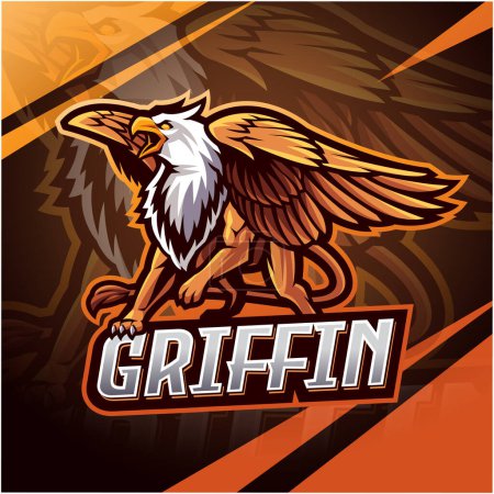 Ilustración de Griffin esport mascota logo design - Imagen libre de derechos