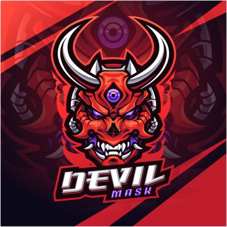 Illustration for Devil mask esport mascot logo design - Royalty Free Image