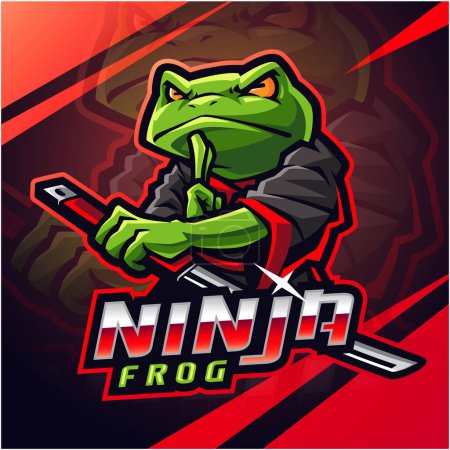Illustration for Ninja frog esport mascot logo - Royalty Free Image