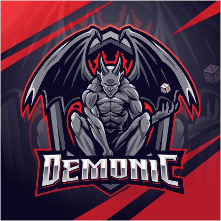 Illustration for Demonic esport mascot logo design - Royalty Free Image