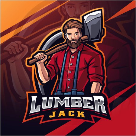 Illustration for Lumber jack esport mascot logo design - Royalty Free Image