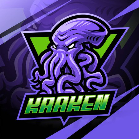 Ilustración de Diseño del logotipo de la mascota de Kraken esport - Imagen libre de derechos