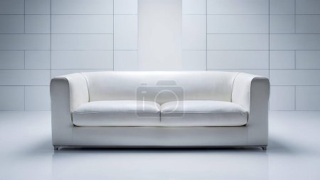 White Sofa modern Pristine Furniture Interior soft elegant empty Fashionable comfortable Sofa with pillow apartment living room in white wall background.