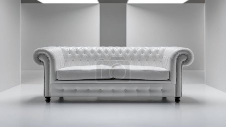 Sofa Pristine Chesterfield Furniture modern Interior soft elegant empty Fashionable comfortable Sofa with pillow apartment living room in white wall background.