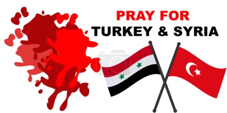 Téléchargez les illustrations : Pray for Turkey and Syria Earthquake disaster victims Save life. Support and show solidarity with the Turkish and Syrian people. Turkey map, Syria Map. Turkey Flag, Syria Flag. prays due Help People. - en licence libre de droit