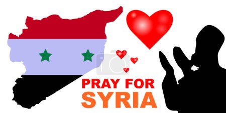 Illustration for Pray for Syria Earthquake disaster victims Save life. Support and show solidarity with the Turkish and Syrian people. Turkey map, Syria Map. Turkey Flag, Syria Flag. prays due Help People. - Royalty Free Image