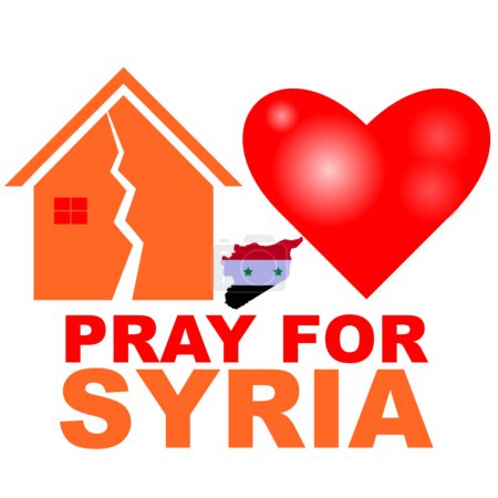 Ilustración de Pray for Syria Earthquake disaster victims Save life. Support and show solidarity with the Turkish and Syrian people. Turkey map, Syria Map. Turkey Flag, Syria Flag. prays due Help People. - Imagen libre de derechos
