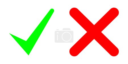 Illustration for Wright and Wrong line icon. Yes And No Icons. Check Mark Icons. Correct and Cross symbol agree or disagree. - Royalty Free Image