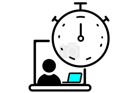 Icône de minuterie de travail Horaires de travail flexibles. icône immédiate équilibre travail. Icône de temps distant Tâche chronomètre temps. gestion du temps de travail icône de réponse rapide. Travailleur à distance service rapide flux de travail efficace.