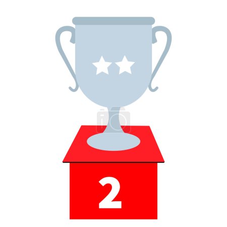 Illustration for Winner Award Trophy Podium Gold Cup, silver Cup, bronze Cup. Sports Award first and second and third place in competition. Prize Trophy Goblet on pedestal. Trophy icon, Podium icon, Cup winner icon. - Royalty Free Image