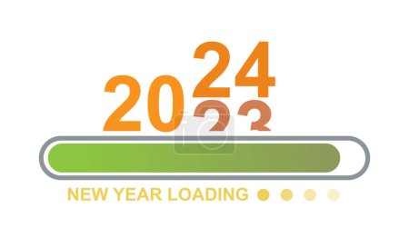 Ilustración de Carga de 2023 a 2024 barra de progreso. Feliz año nuevo 2024 bienvenida. Cambio de año de 2023 a 2024. finales de 2023 y principios de 2024. Casi alcanzar los deseos de Año Nuevo 2024. objetivo de inicio y planificación. - Imagen libre de derechos