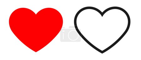 Herz-Symbol-Vektor Leidenschaft, Favoriten, wie Konzept. Herz umreißt Symbol Amor Pfeil. Valentinstag-Symbol Aufkleber Hochzeitsfeier, Liebessymbol.