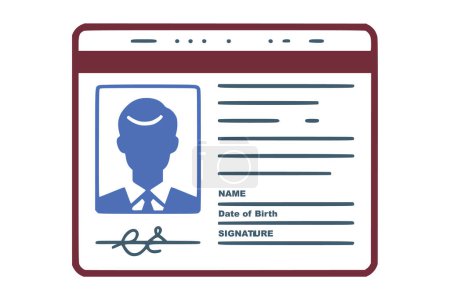 Ausweis mit Profil-Symbol. Nationaler Personalausweis mit Foto. Identitätsnachweis, Verifikationsausweis Benutzer- oder Profilkarte genehmigen, Personalausweis prüfen.