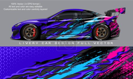 Illustration for Car livery graphic vector. abstract grunge background design for vehicle vinyl wrap and car branding - Royalty Free Image