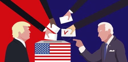 Photo for Illustration of Joe Biden in front of Donald Trump. US presidential election illustration.Elections in the United States. Ballot - Royalty Free Image