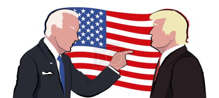 Photo for Illustration of Joe Biden in front of Donald Trump. US presidential election illustration - Royalty Free Image