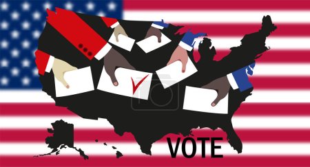 Wahlen in den Vereinigten Staaten. Abstimmung vor dem Hintergrund der USA-Landkarte