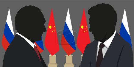 Photo for Moscow. March 20 - 22, 2023. Meeting of Chinese President Xi Jinping and Russian President Vladimir Putin.Silhouette of Chinese President Xi Jinping and Russian President Vladimir Putin - Royalty Free Image