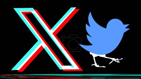 Foto de El 24 de julio de 2023, el propietario de Twitter Elon Musk cambió el logotipo de Twitter de un pájaro a un X. - Imagen libre de derechos