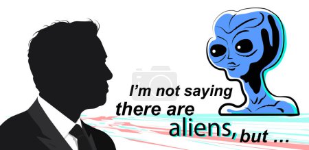 Foto de El 27 de julio de 2023, Elon Musk tuiteó sobre extraterrestres. Retrato de Elon Musk y la cara de un alienígena. - Imagen libre de derechos