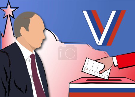 Foto de Silueta del presidente Putin. Elecciones presidenciales en Rusia, atributos y símbolos del deleite estatal en Rusia - Imagen libre de derechos