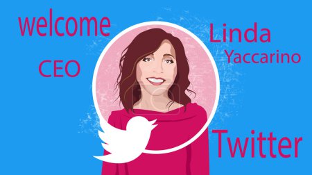 Illustration for May 12, 2023, Elon Musk named Linda Iaccarino CEO of Twitter. - Royalty Free Image