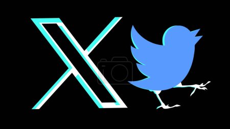 Téléchargez les illustrations : 24 juillet 2023, Elon Musk, propriétaire de Twitter, change le logo Twitter d'oiseau en X. - en licence libre de droit