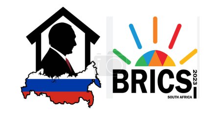 Illustration for August 22, 2023 Russian President Vladimir Putin did not dare to come to South Africa for the BRICS summit - Royalty Free Image