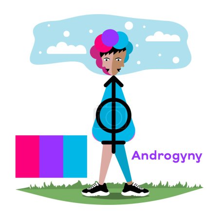 Androgyny symbol. People androgyne, symbol and flag of androgynes.