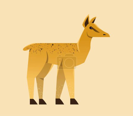 Wild African animal. Cute little roe deer or antelope inhabiting savanna or jungle. Herbivore mammal in zoo. Cartoon flat vector illustration isolated on beige background