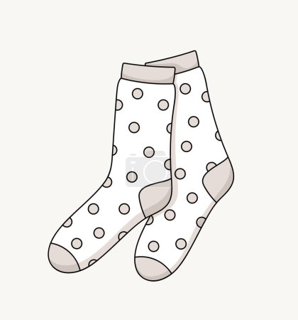 Illustration for Sketch of socks concept. Minimalistic creativity and art. Fashion and style. Trendy clothes for cold weather. Magazine cover. Linear flat vector illustration isolated on grey background - Royalty Free Image