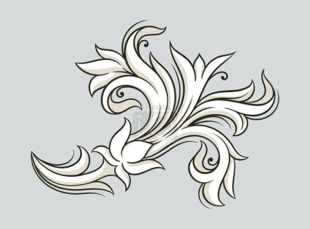 Illustration for Baroque element concept. Traditional ornament and pattern. Minimalistic creativity and art. Architecture of old Rome and Greece. Linear flat vector illustration isolated on grey background - Royalty Free Image