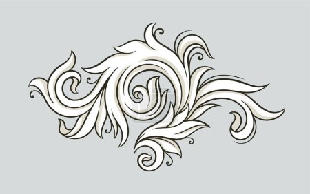 Illustration for Baroque element concept. Traditional old style ornament and pattern. Template and layout. Architecture of old Rome and Greece. Linear flat vector illustration isolated on grey background - Royalty Free Image