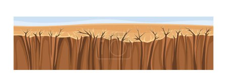 Illustration for Under earth layer concept. Ground and soil, land. Archeology and paleontology. Dry prehistoric lawn. Poster or banner. Cartoon flat vector illustration isolated on white background - Royalty Free Image