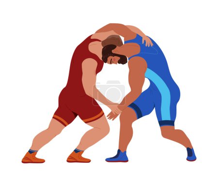 Sports activity people concept. Men in colorful sport clothes fighting. Competition and tournament. Graphic element for website. Cartoon flat vector illustration isolated on white background