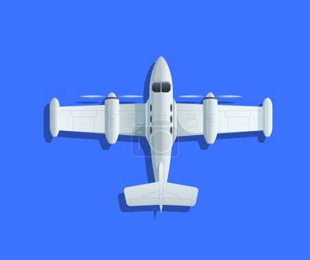 Illustration of an aircraft with pontoons on a solid blue background. Concept of aviation. Vector illustration