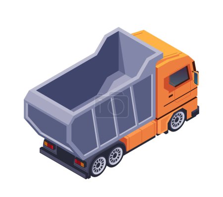 Photo for Orange dump truck on a plain background, showcasing transportation and construction. Isometric vector illustration isolated on white background - Royalty Free Image