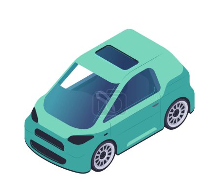 Photo for Isometric teal car illustration, on a plain white background, concept of compact car and transportation. Isometric vector illustration isolated on white background - Royalty Free Image