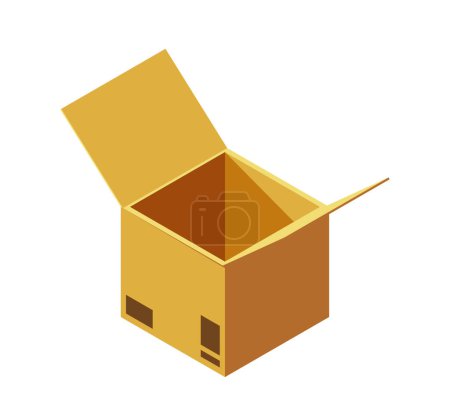 Photo for Open cardboard box, isometric vector illustration isolated on a white background, concept of packaging, shipping, or storage - Royalty Free Image